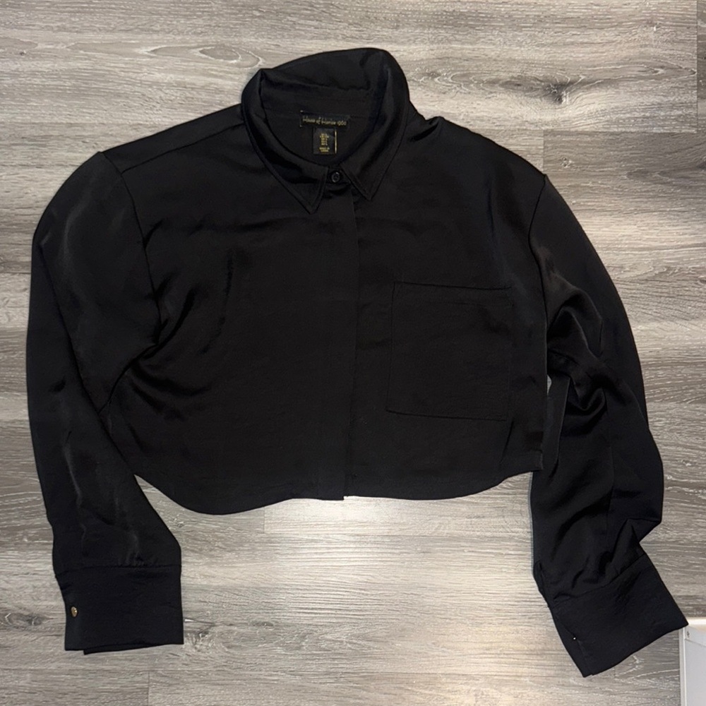 House of Harlow 1960 Black Cropped Blouse